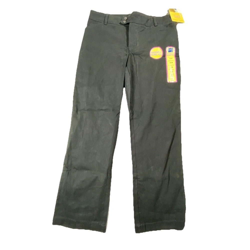Riders Lee Pants Womens 12 Black Straight Leg Stretch Work‎ Career Casual NEW